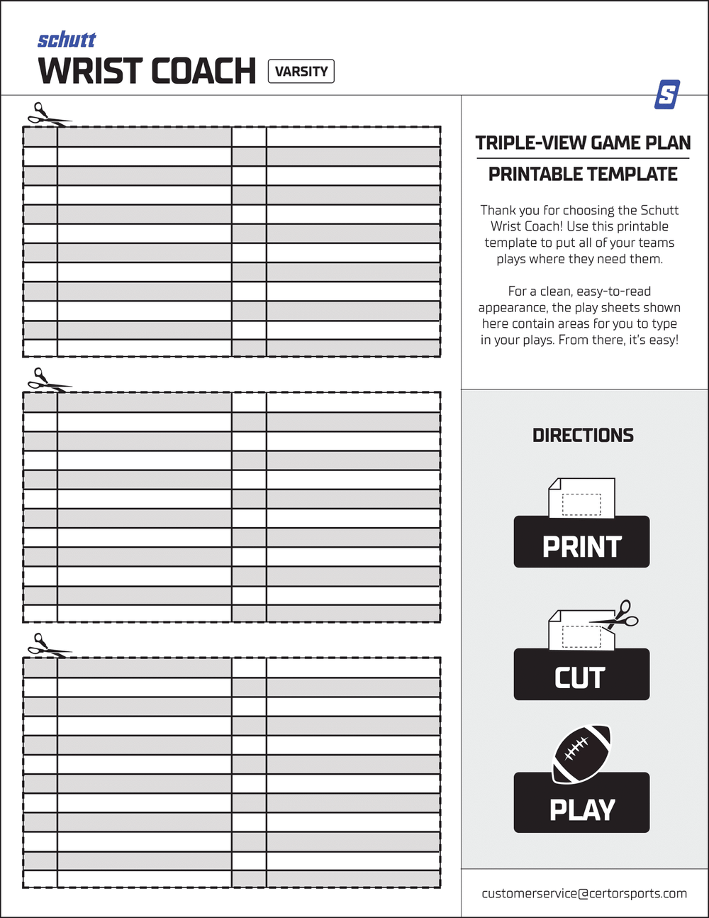 Schutt Triple View Wrist Coach Template