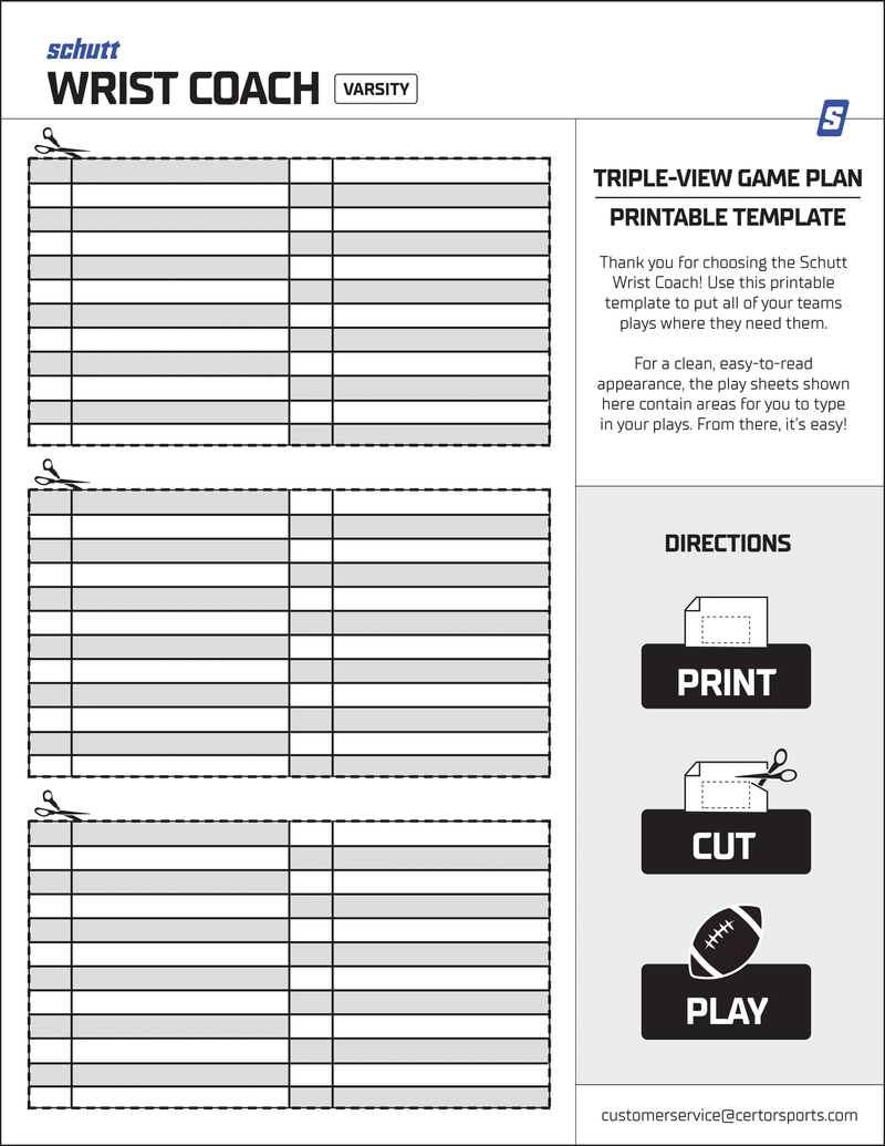 Schutt TripleView Wrist Coach Template Schutt TripleView Wrist Coach Template
