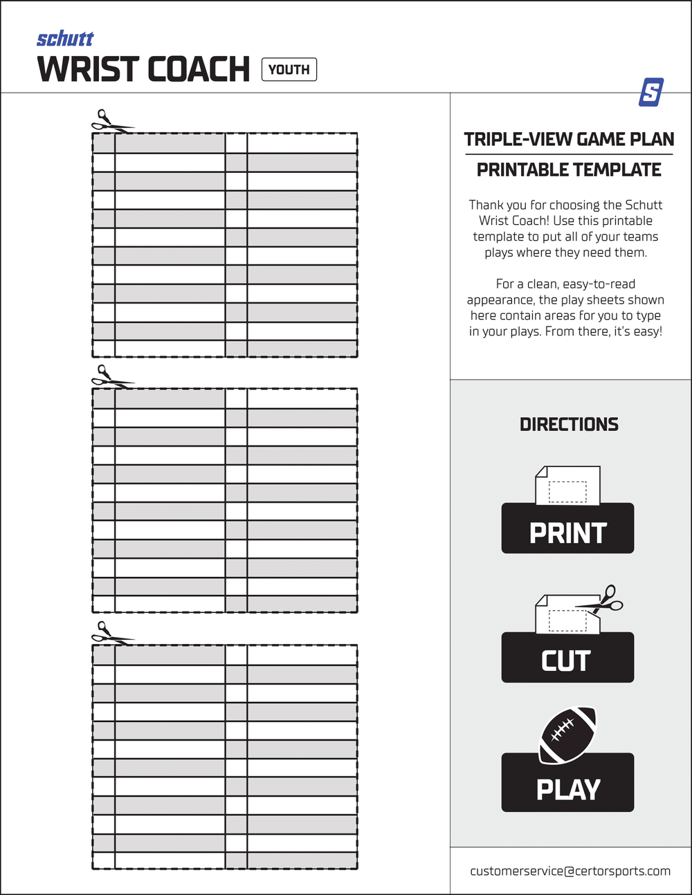 Schutt TripleView Wrist Coach Template